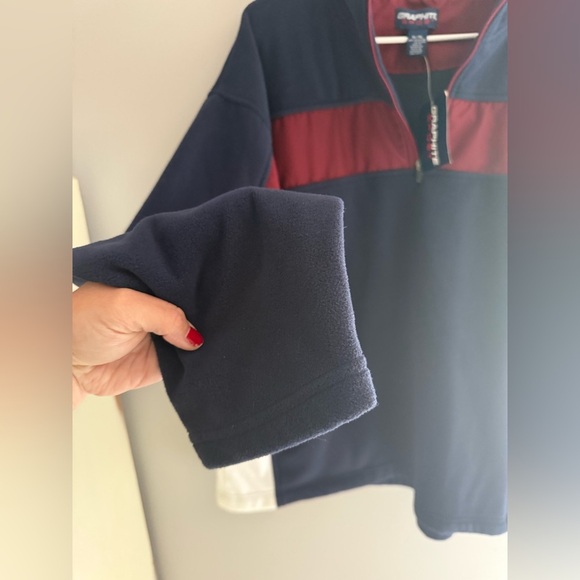 Graphite Sport Fleece Pullover Sweater Mens SZ XL Red White Blue New Pockets - Picture 3 of 7